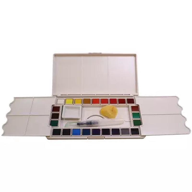 AS Watercolour Pan Set 24 with Aqua Brush & Sponge