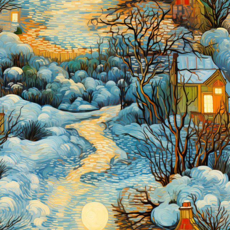 Winter Under the Dawn Pattern 4 Quilting Cotton Fabric
