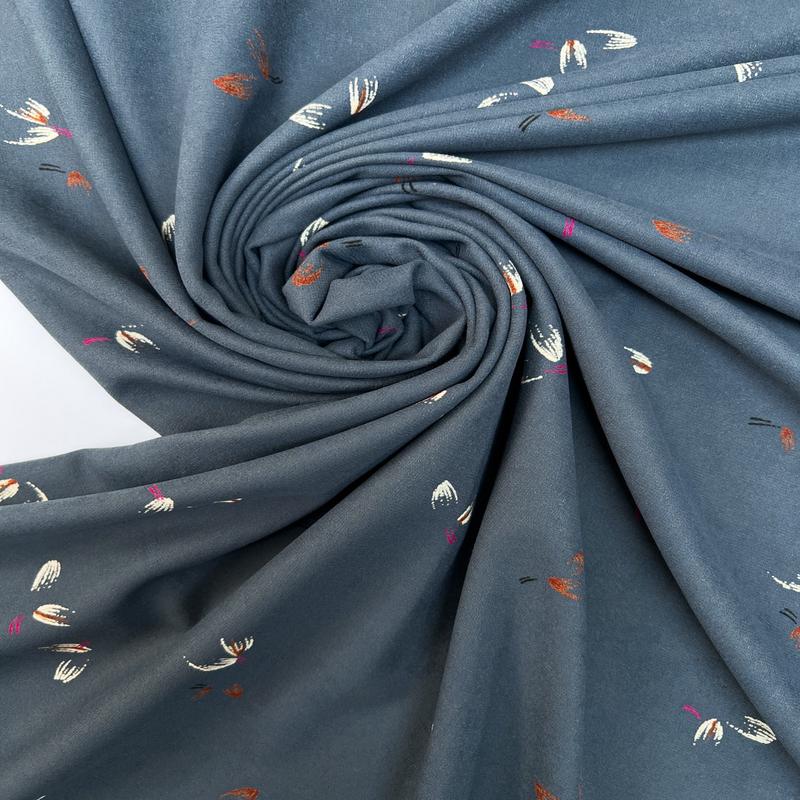 Abstract Printed Blue Knitted Polyester
