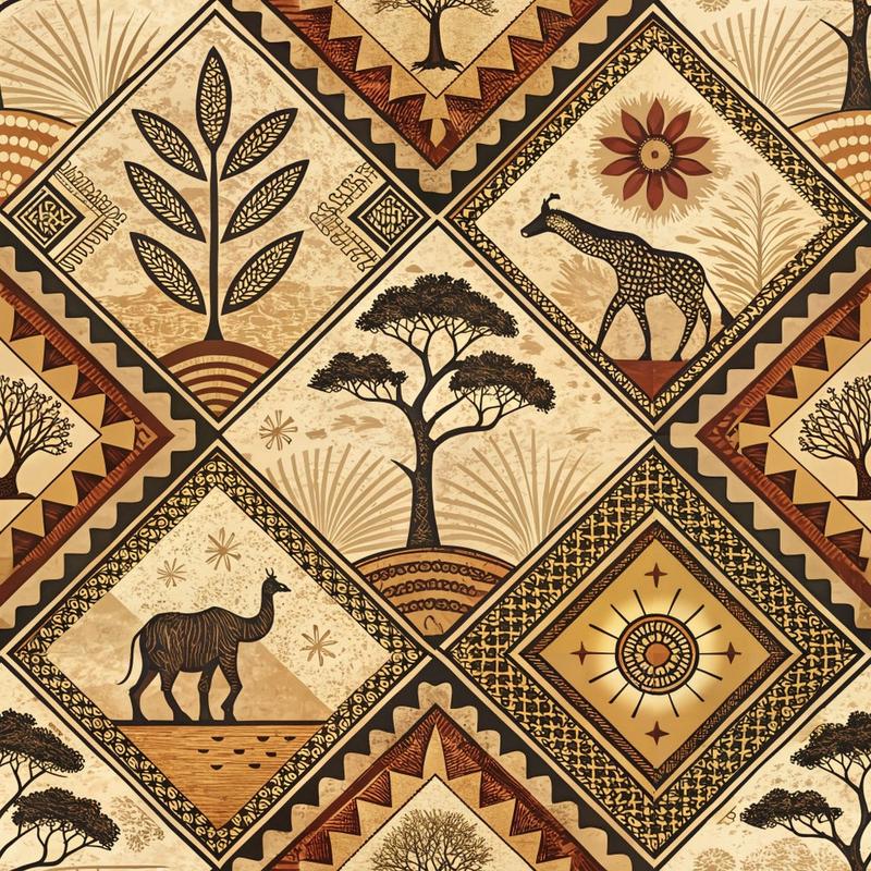 African Mud Cloth Line Art Pattern 1 Quilting Cotton Fabric