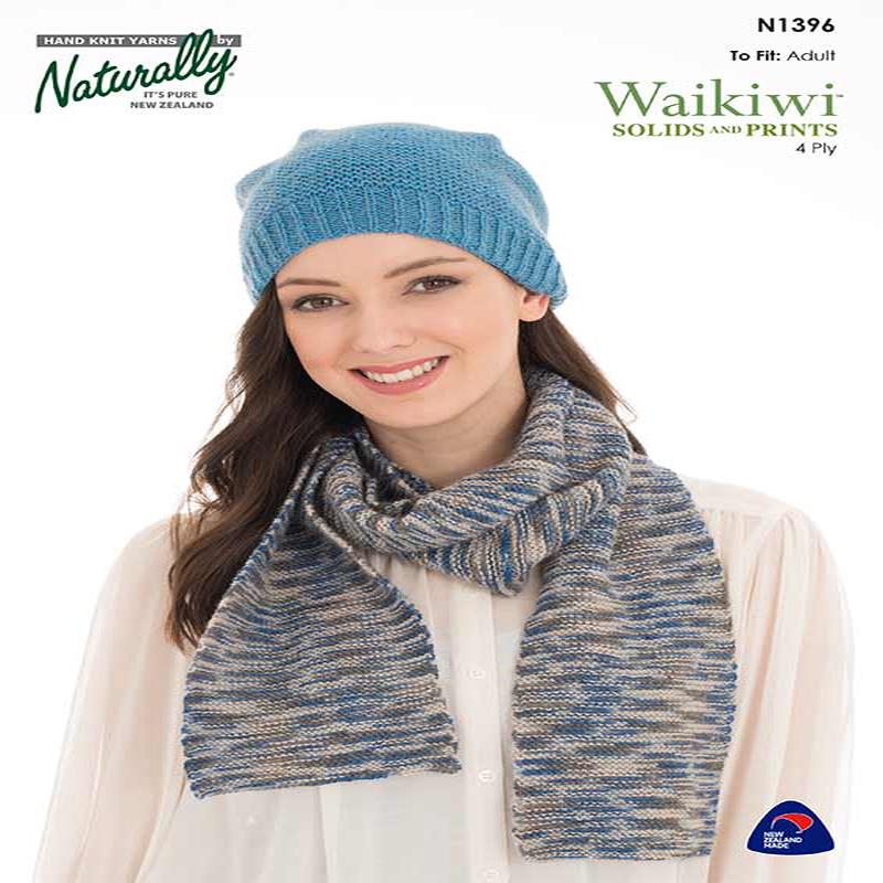 Waikiwi Patterns N1396 Garter Stitch Hat & Scarf