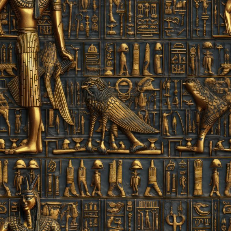 2D Ancient Egypt Pattern 32 Quilting Cotton Fabric