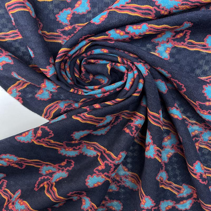 Abstract Printed Jacquard Fabric Wool
