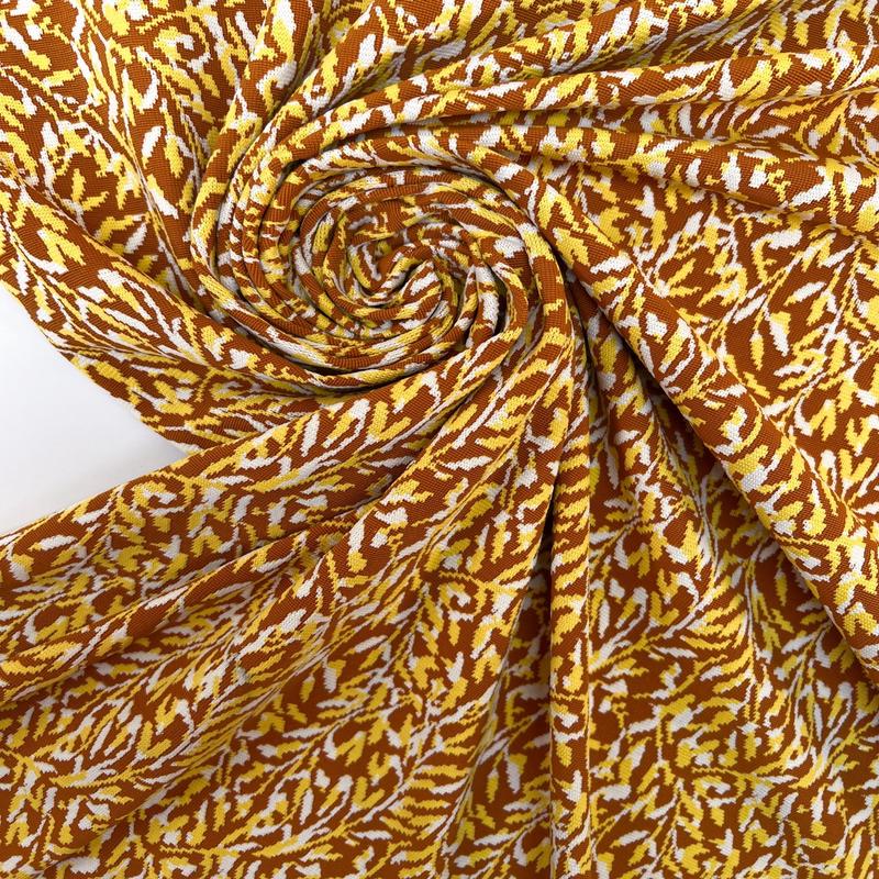 Abstract White Yellow Brown Polyamid Elastane Knit