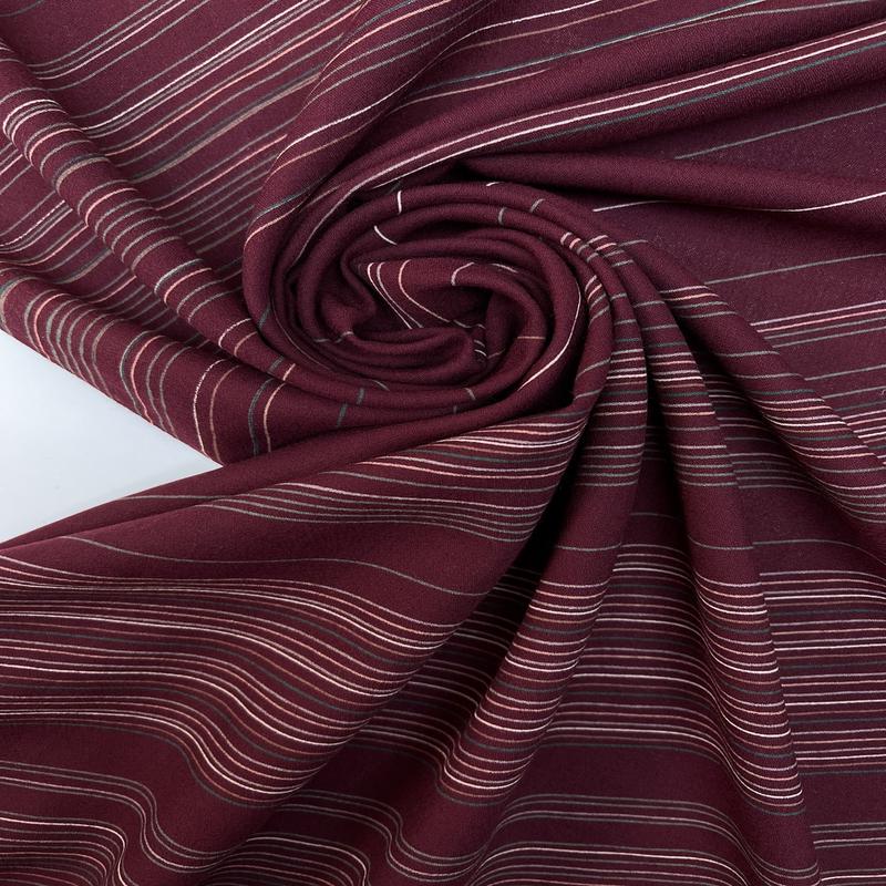 Wool Red Beige Striped Fabric