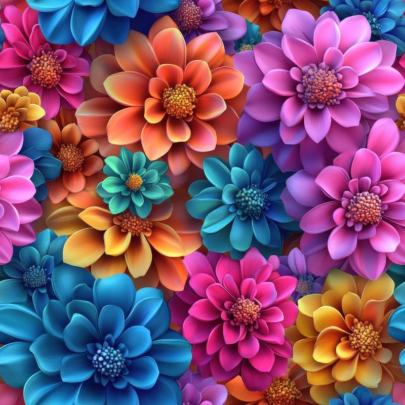 3D Colorful Florals Pattern 1 Quilting Cotton Fabric