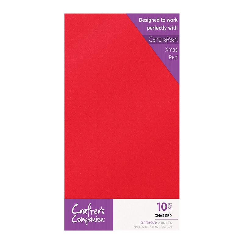 Crafter's Companion Glitter Card 10 Sheet Pack - Xmas Red