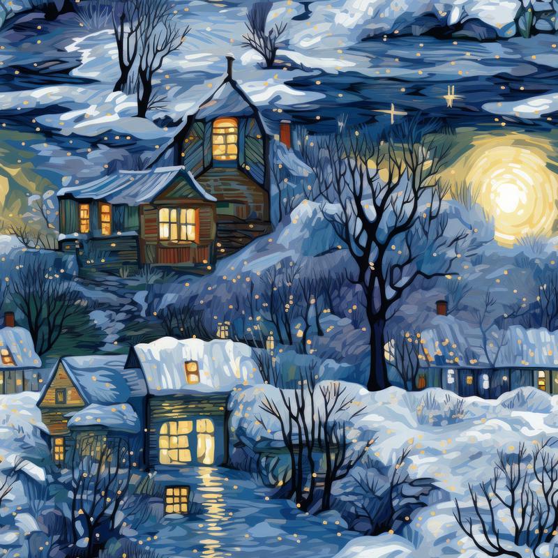 Winter Under the Dawn Pattern 8 Quilting Cotton Fabric