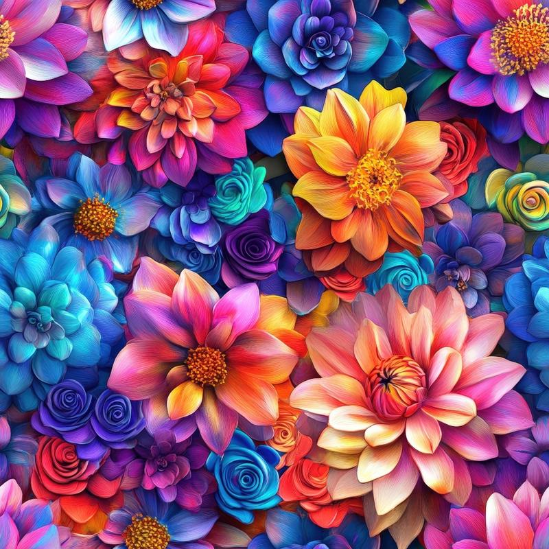 3D Colorful Florals Pattern 3 Quilting Cotton Fabric