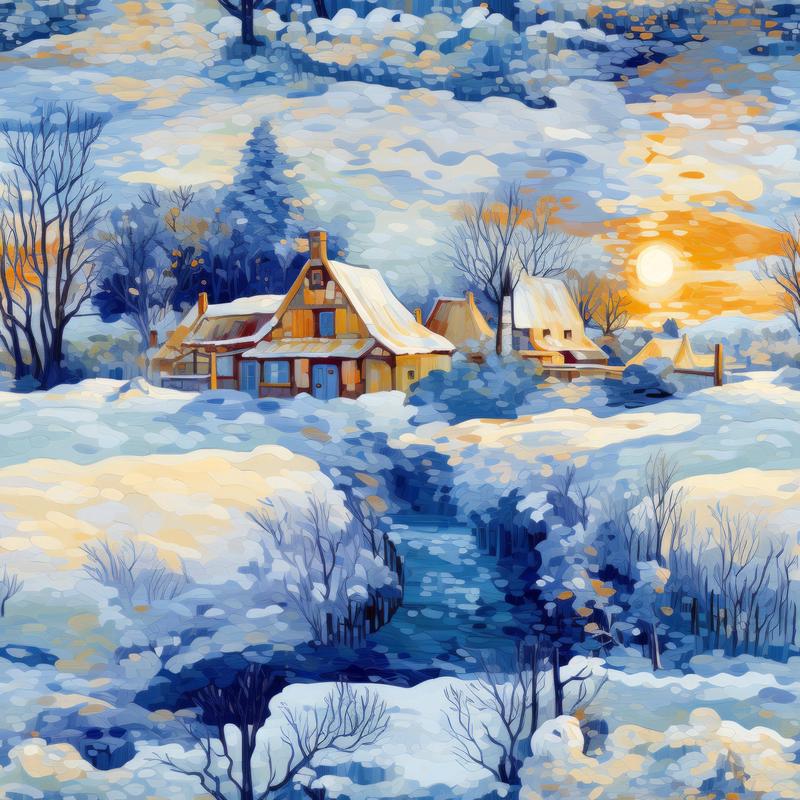 Winter Under the Dawn Pattern 14 Quilting Cotton Fabric