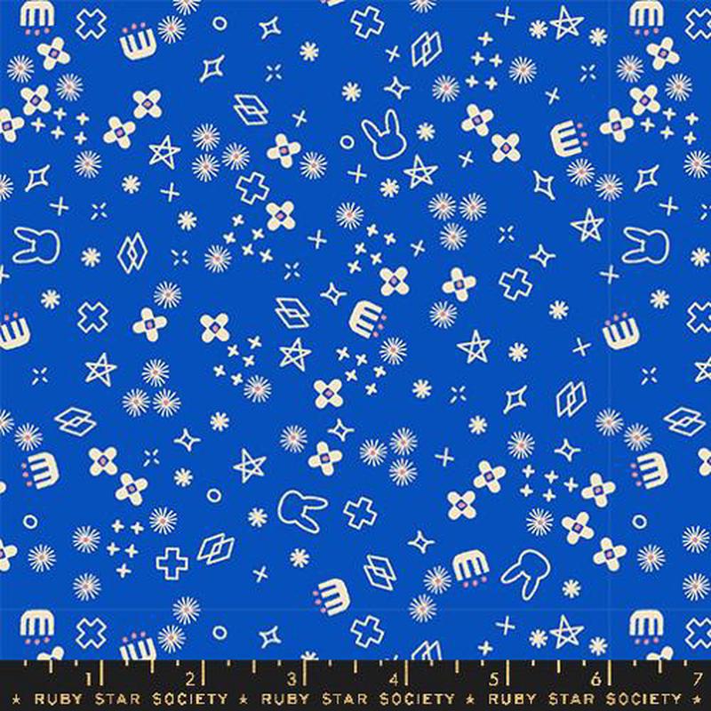 Woodland Park Bunny Bloom Cotton Fabric - Blue Ribbon RS1088 14