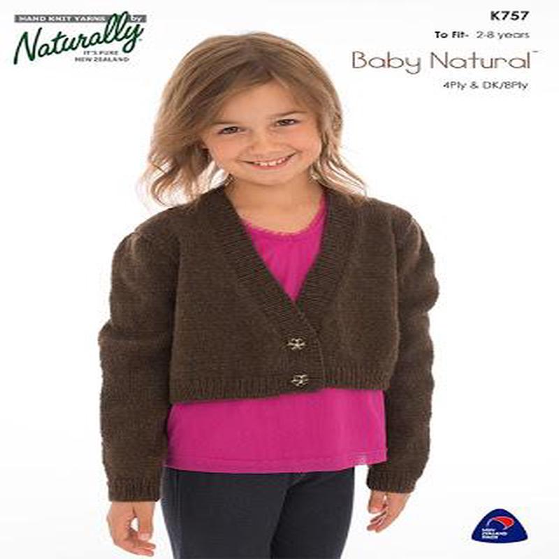 Baby Natural Cropped Jacket 4 and 8 Ply K757