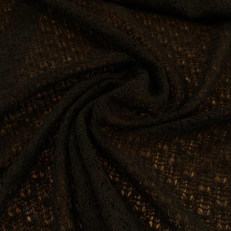 Wool Acrylic Lace Fabric - Brown