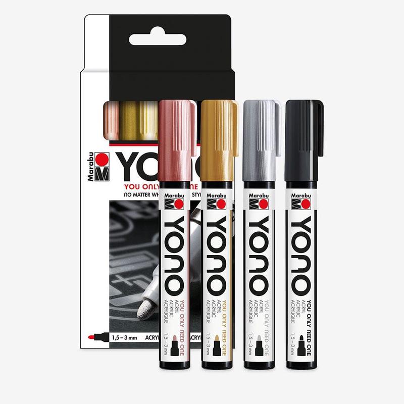Yono Acrylic Paint Marker Set 4 Metallic