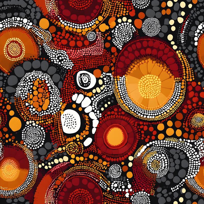 Aboriginal Circles and Dots Pattern 1 Quilting Cotton Fabric