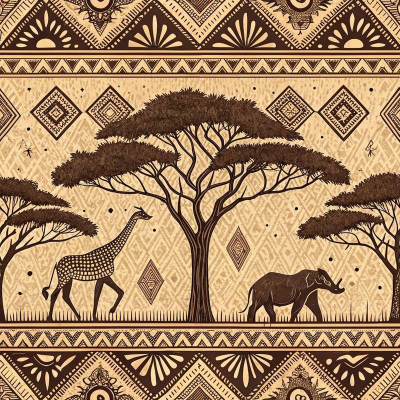 African Mud Cloth Line Art Pattern 6 Quilting Cotton Fabric