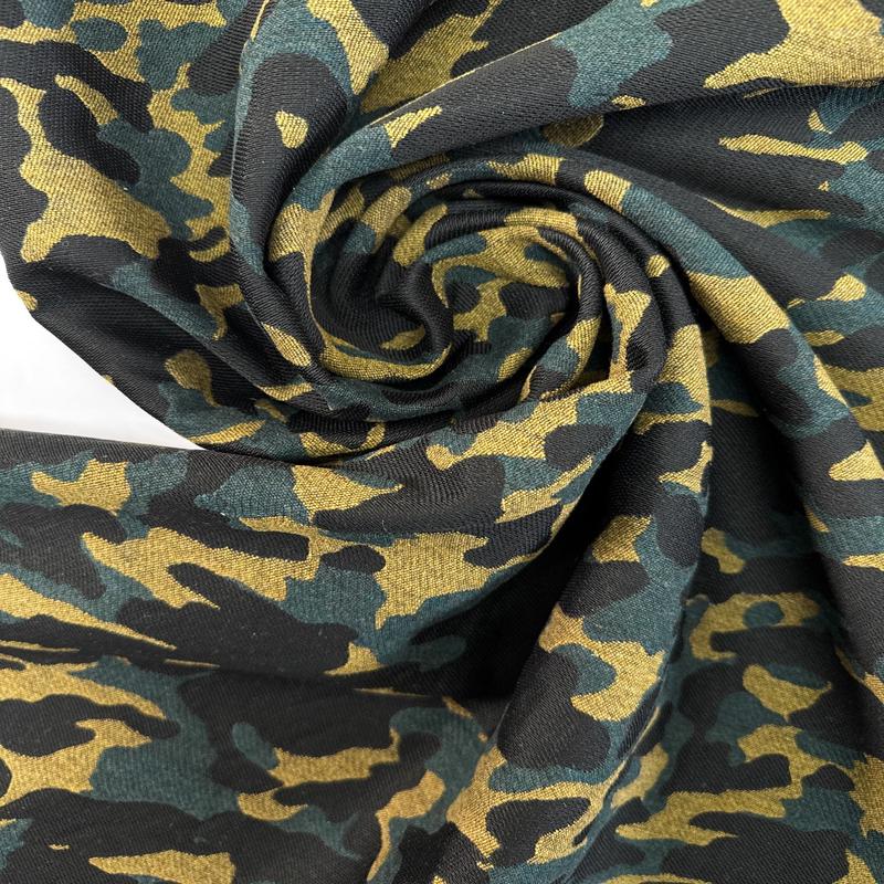 Abstract Beige-Blue Wool Blend Woven