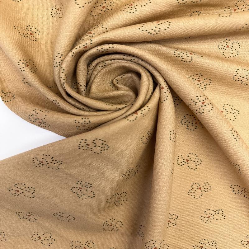 Wool Beige Printed Fabric