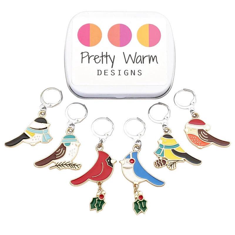 Christmas Birds Locking Stitch Markers -6pc