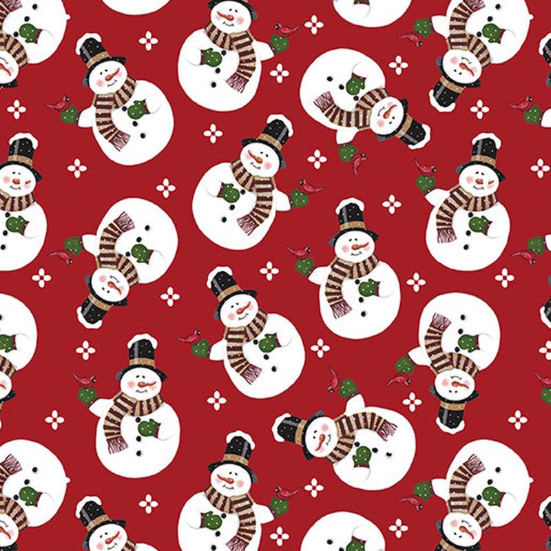 Winter on the Farm Merry Snowman Red