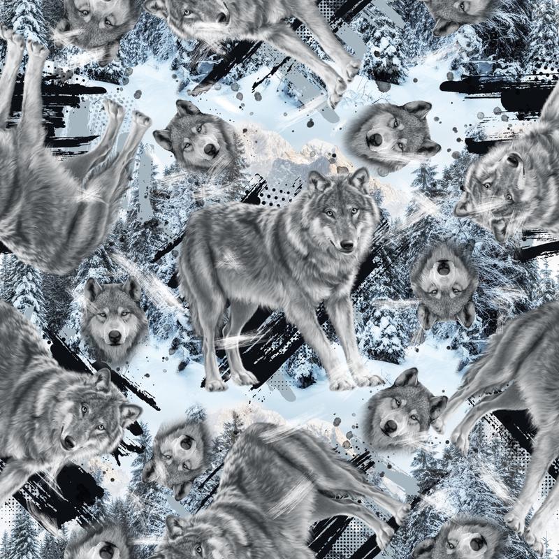 Winter Wolves Pattern 1 Quilting Cotton Fabric