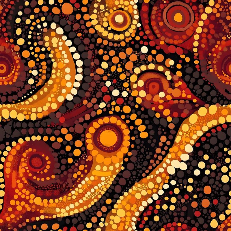 Aboriginal Circles and Dots Pattern 14 Quilting Cotton Fabric