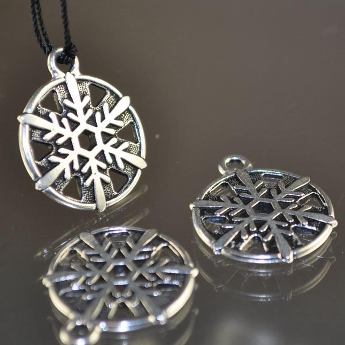 19mm Snowflake Charm   Ant Silver Each