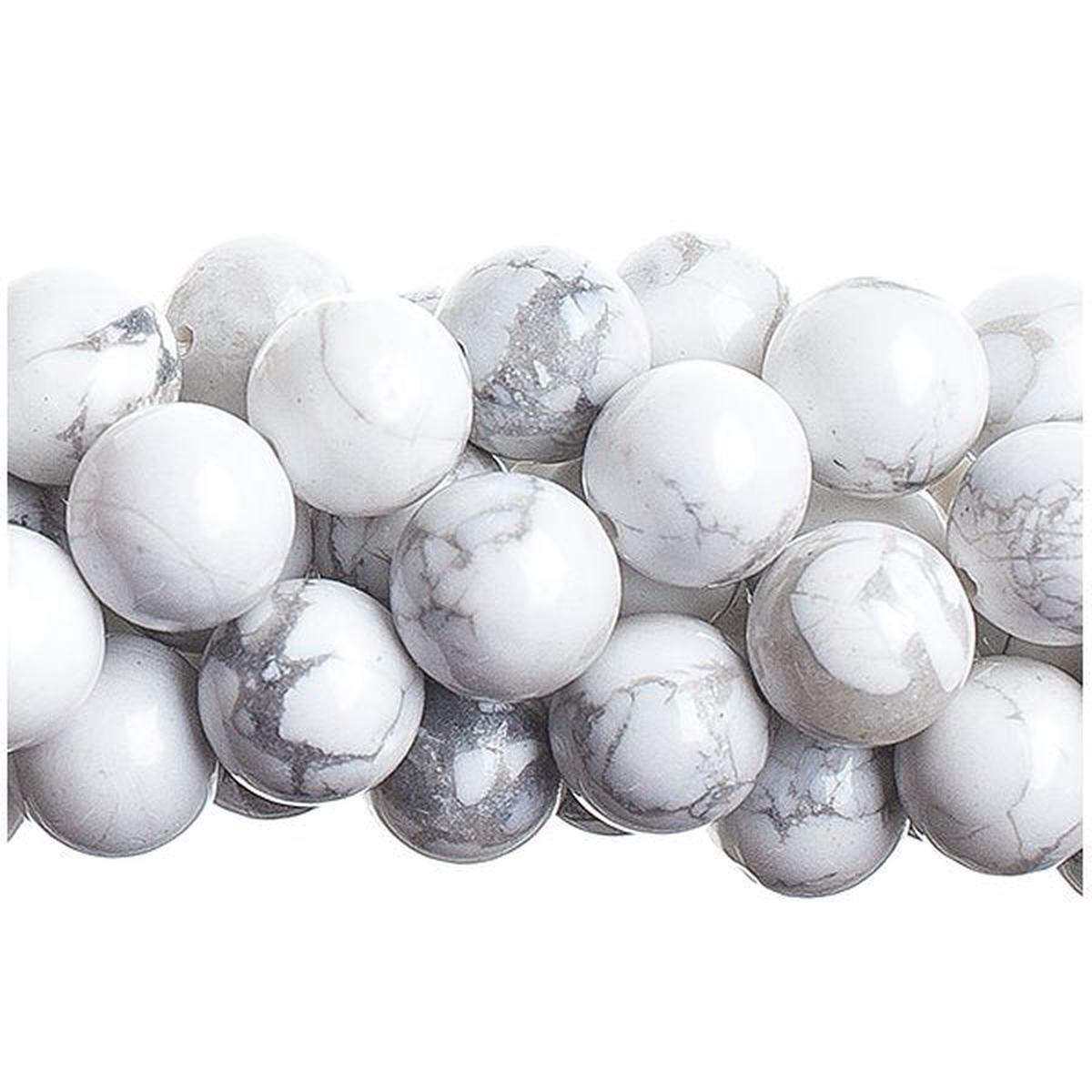 White Howlite   10mm Round 8in
