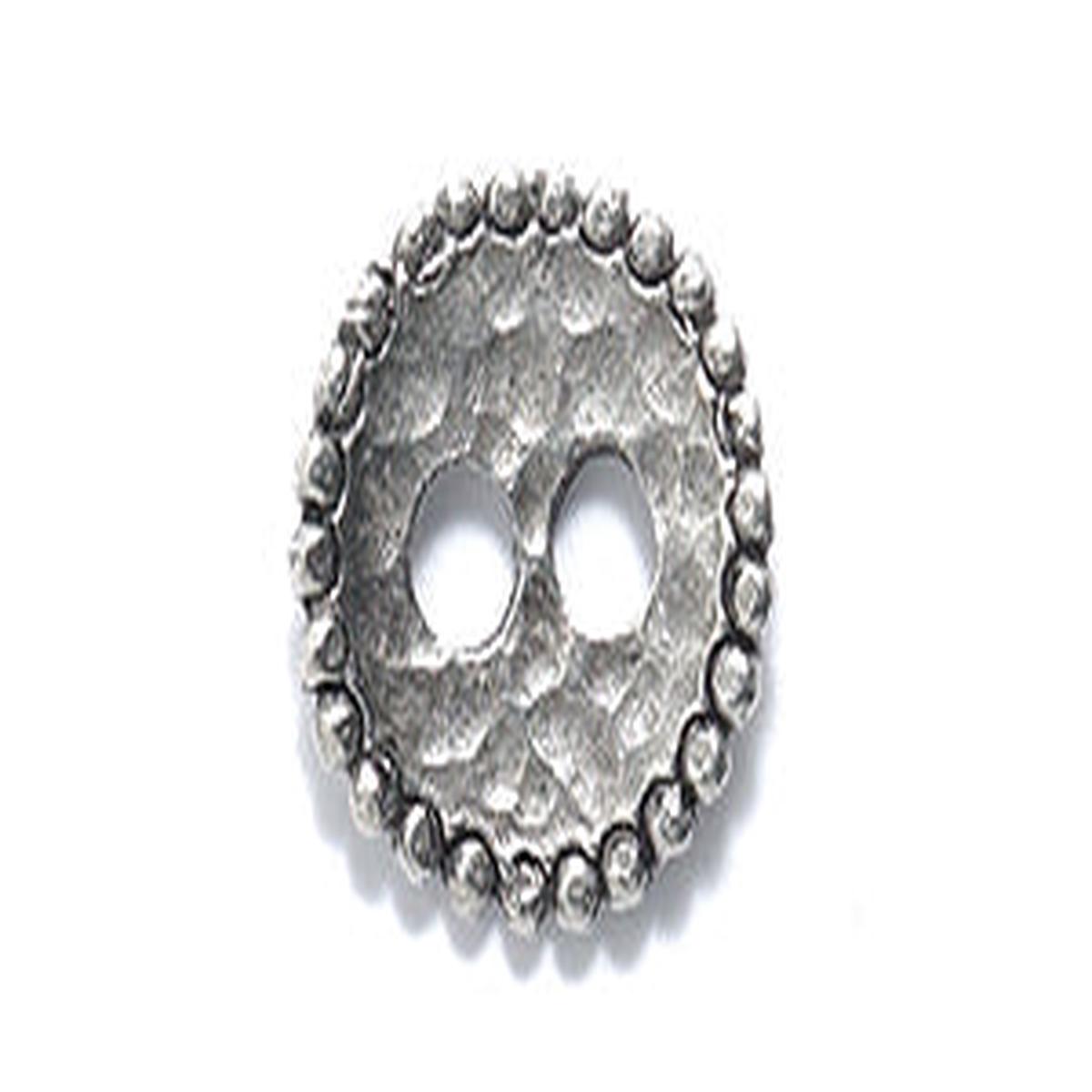 PW6137-S: PW Button Beaded Oval Ant Pewter 10x12mm 1PC