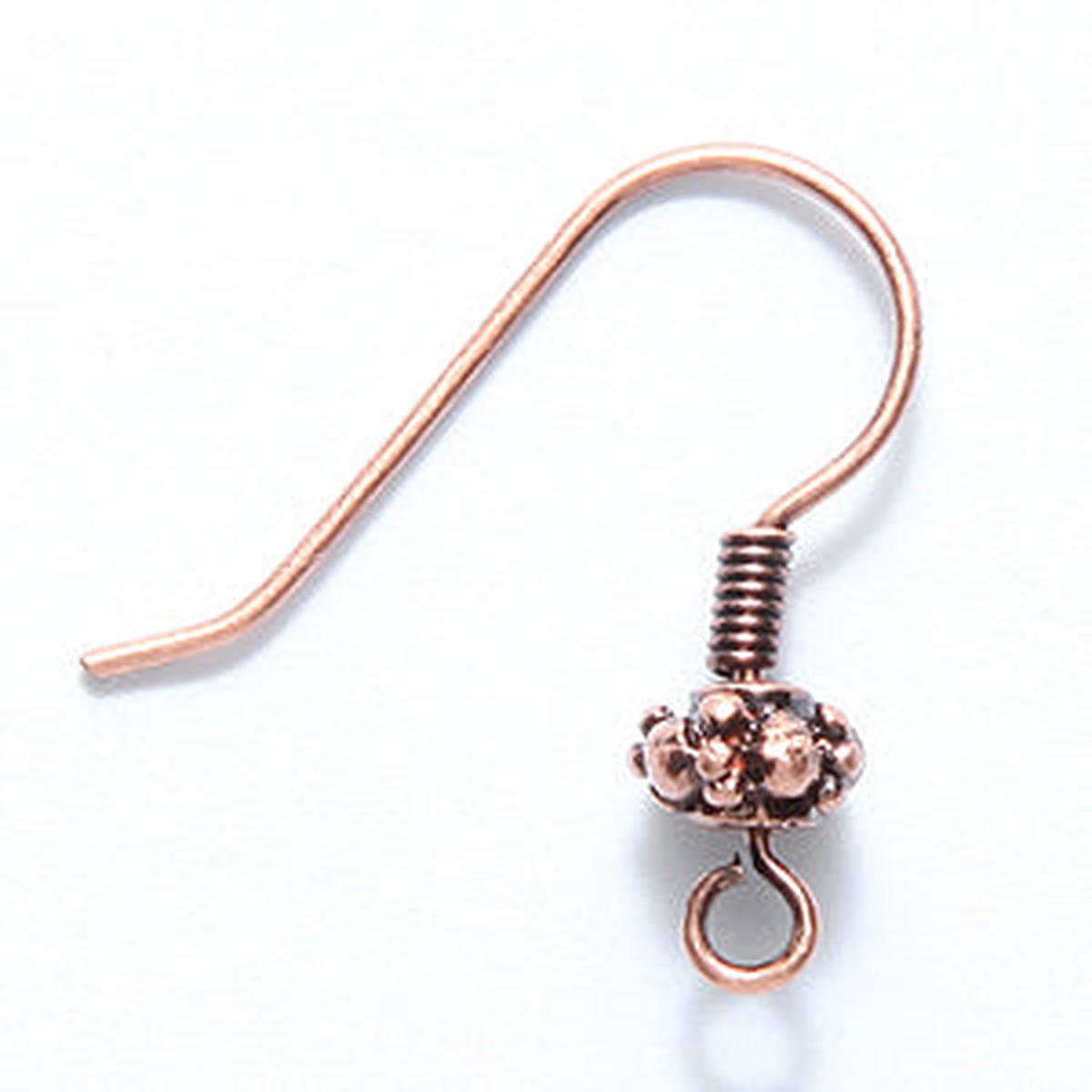 FI54-BAC: Earwire 5.5mm Bali Round ANT CPPR 20GA - 6PR