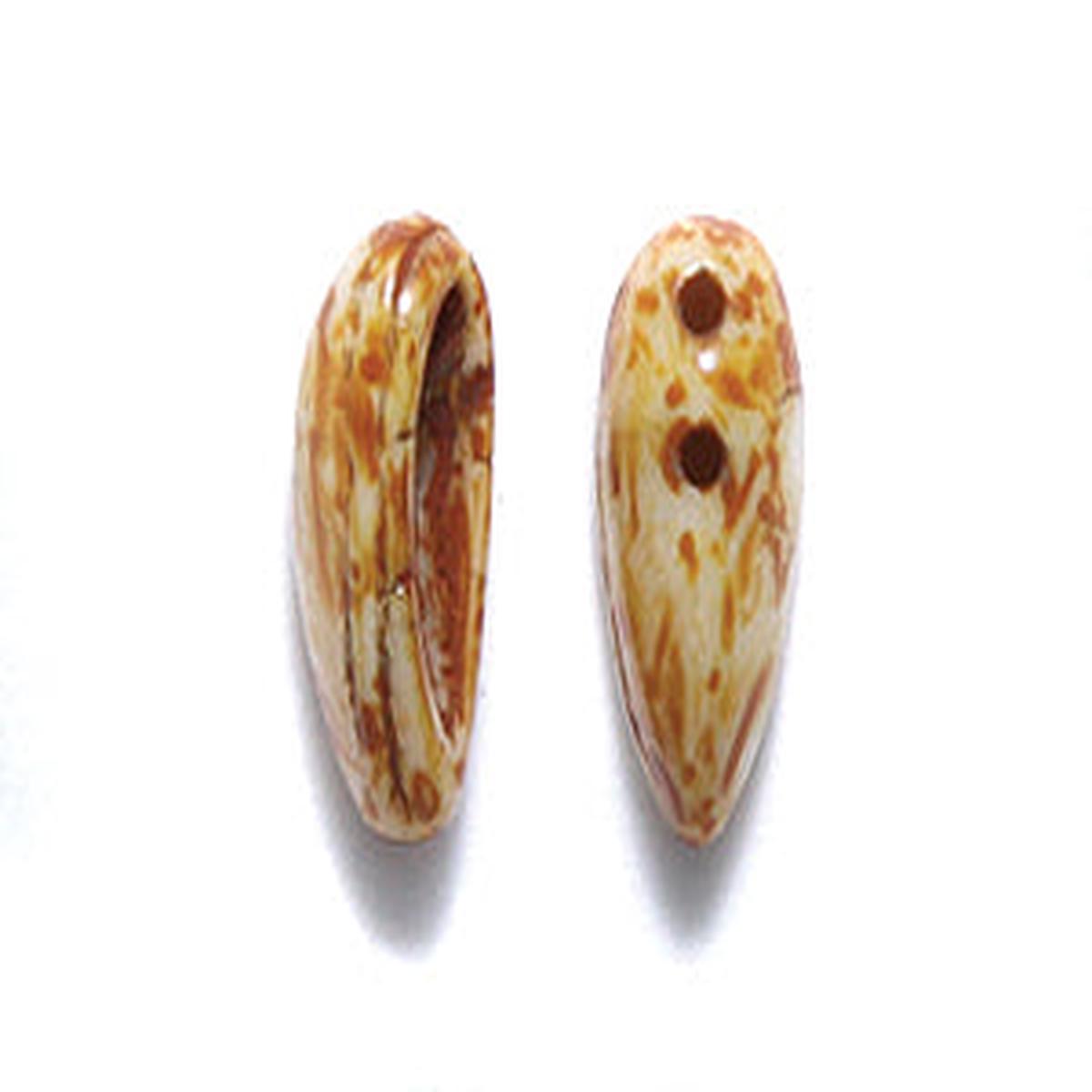 42CM110-52R: Czech Chilli Two Hole Alabaster With Stone 4x11mm - - 50 Piece Pack