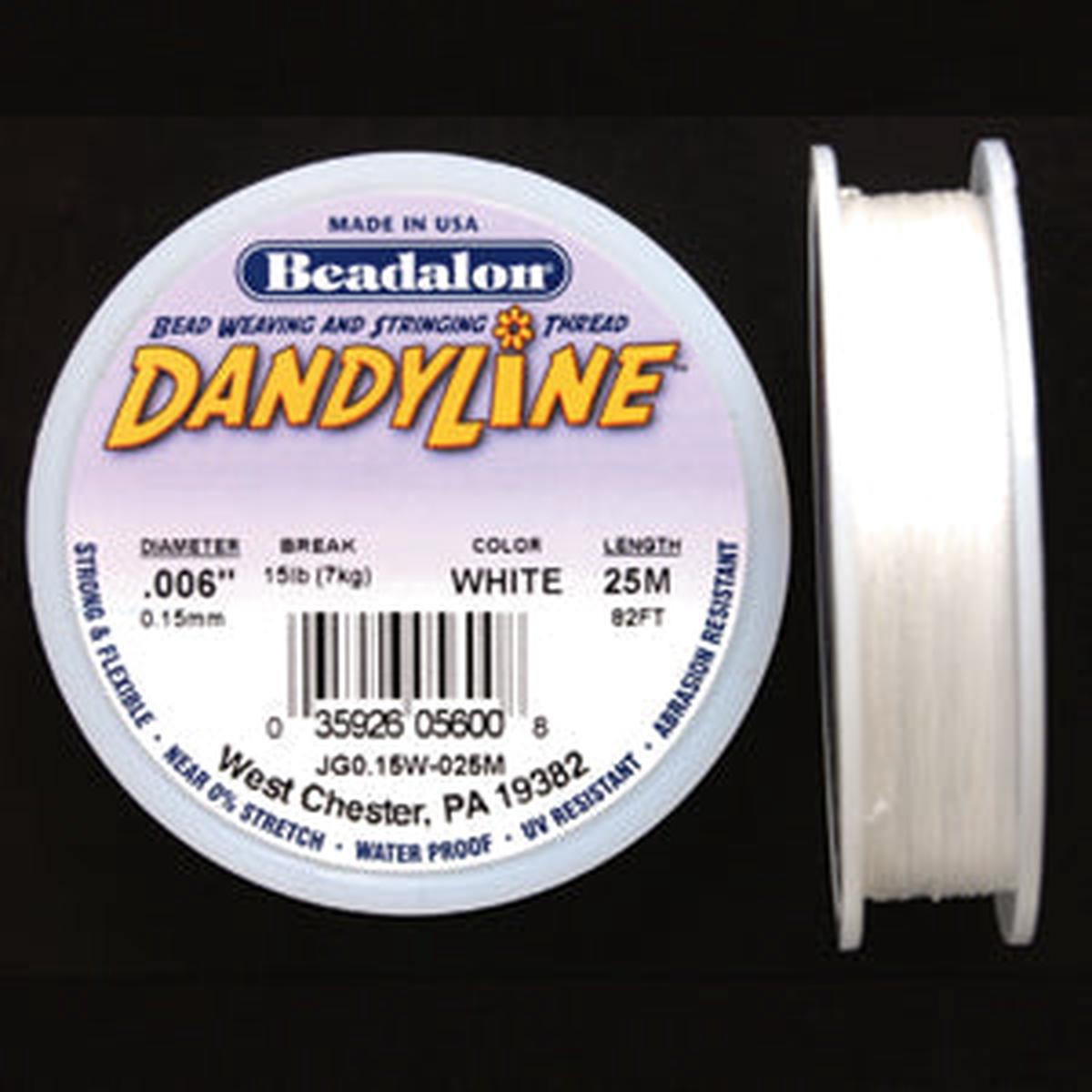 51TN112: Dandyline Thread .15mm White 25m Spool