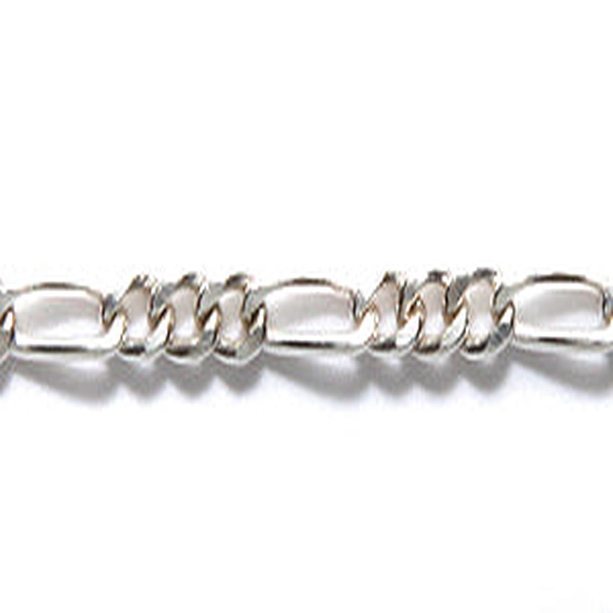 92CX810-SS: Chain 3 To 1 Figaro 2.1mm Sterling Silver 1 Foot