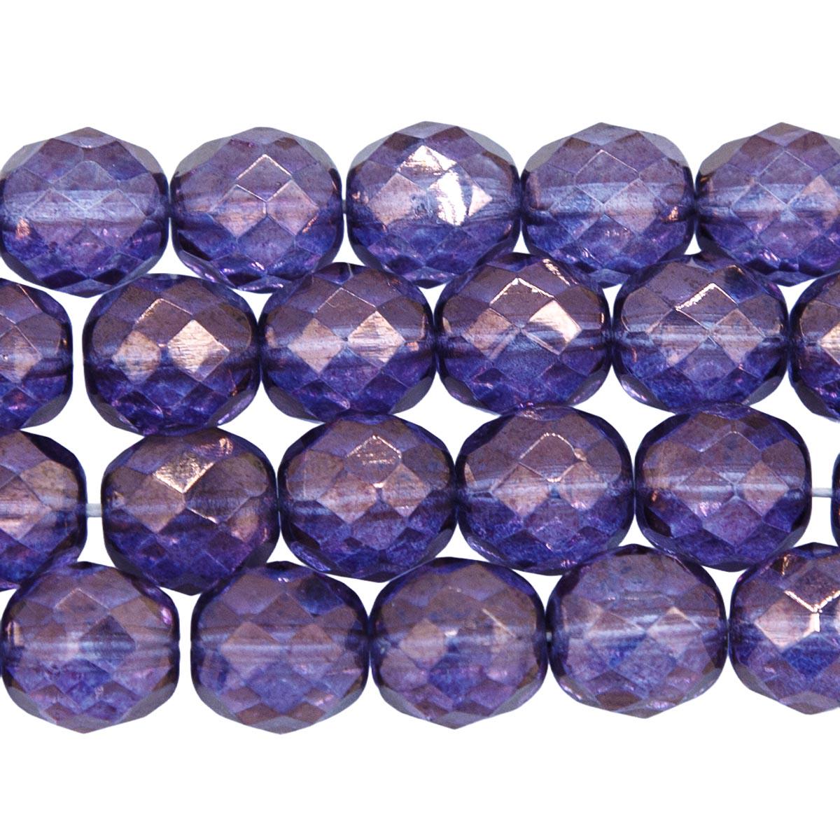 10FC098R: Cz Faceted Round Picasso Amethyst 10mm-25PC