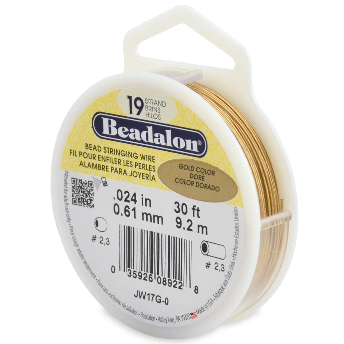 24FI296-G30: Beadalon .024 19-strand Gold Color 30FT