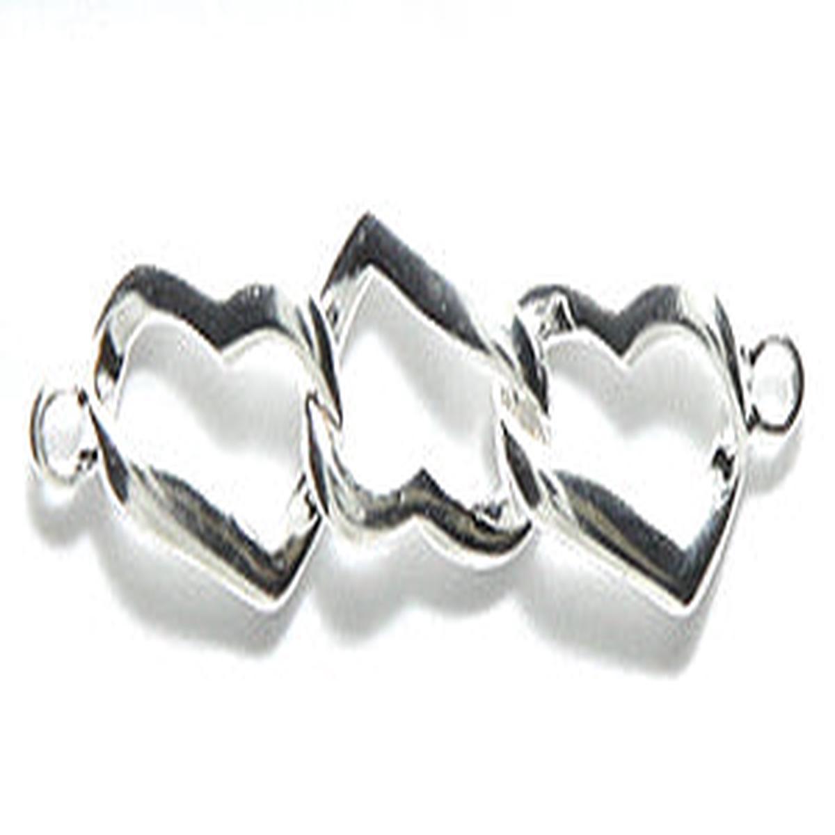 ME4200-BS: Brass Link 3 Hearts SPL 11x25mm 1PC