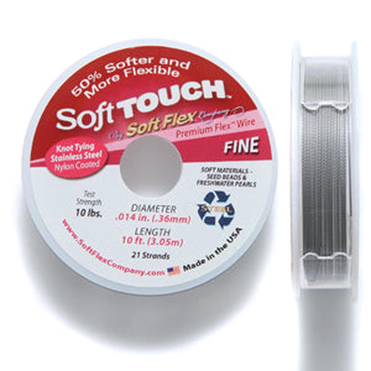 14SFT212-10: Soft Touch .014 21 Strand 10 Feet Satin Silver - Spool