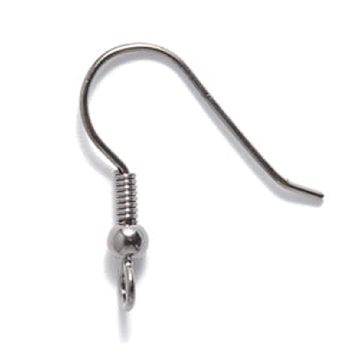 FI46-GM: Earwire French Ball & Coil Black Plating 22ga - 6PR