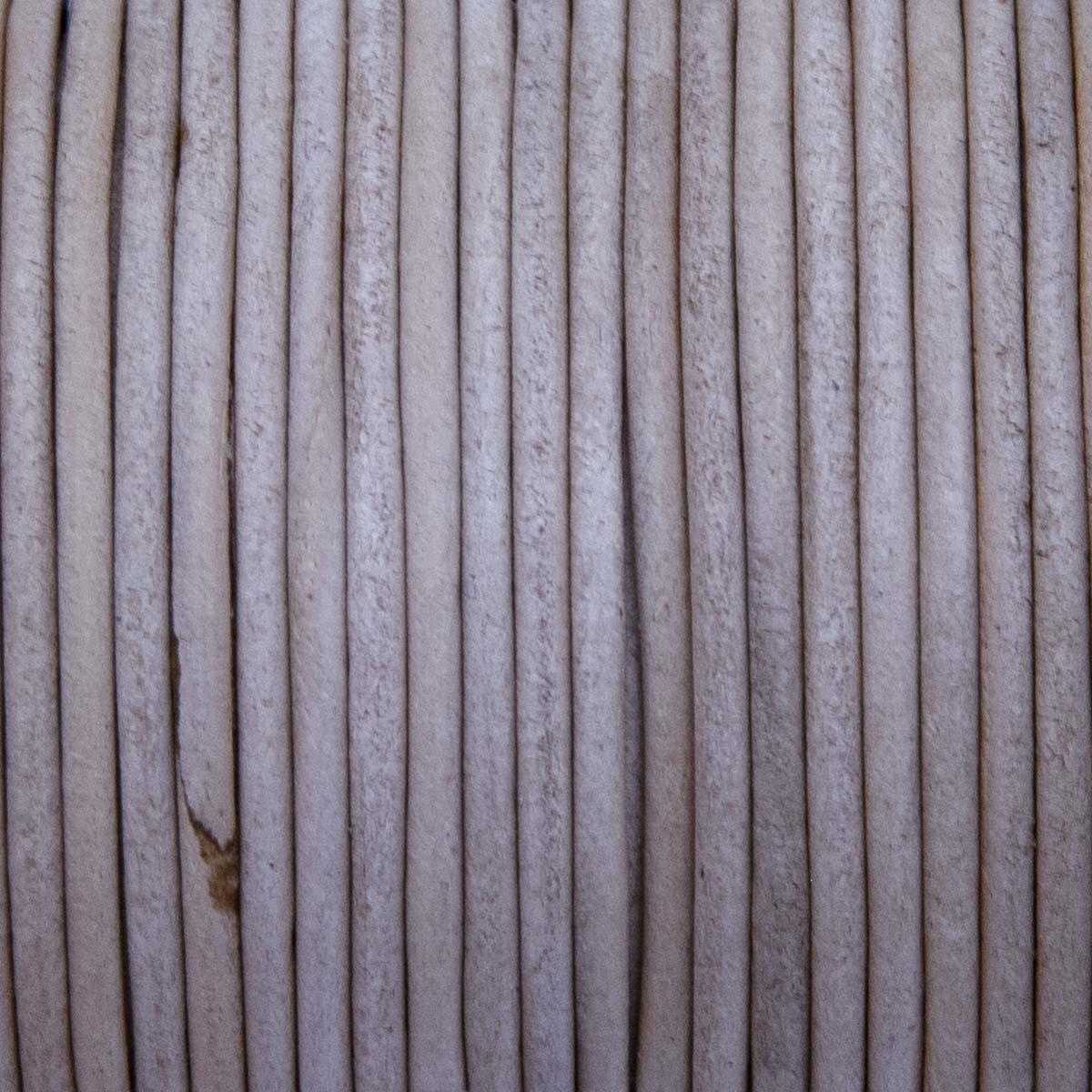 RL2520-0102: Round Leather Lace Spool Natural 2mm 25yds